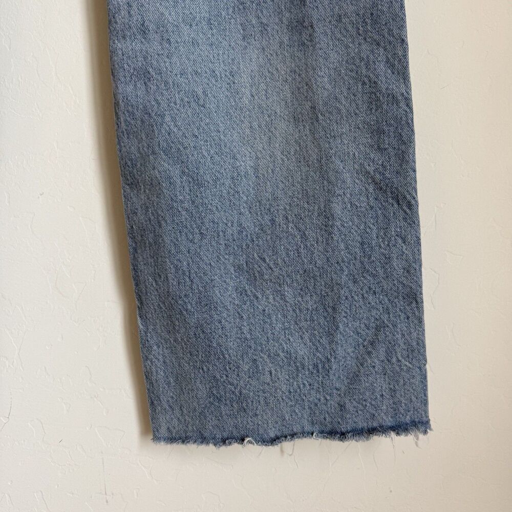 Zara Jeans Womens Sz 6 Blue Med Wash Cotton Wide Leg Baggy Distressed High Rise - Picture 10 of 16